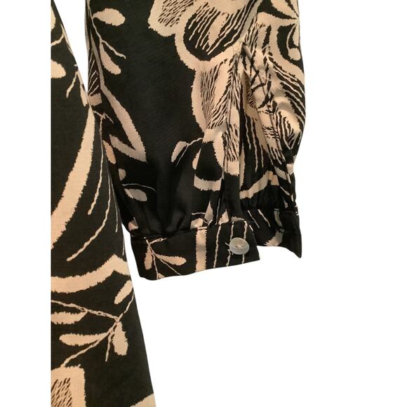 AKIRA CHICAGO BLACK LABEL BLACK FLORAL PRINT FAUX WRAP MINI DRESS S - Picture 4 of 9